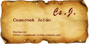 Csasznek Jolán névjegykártya